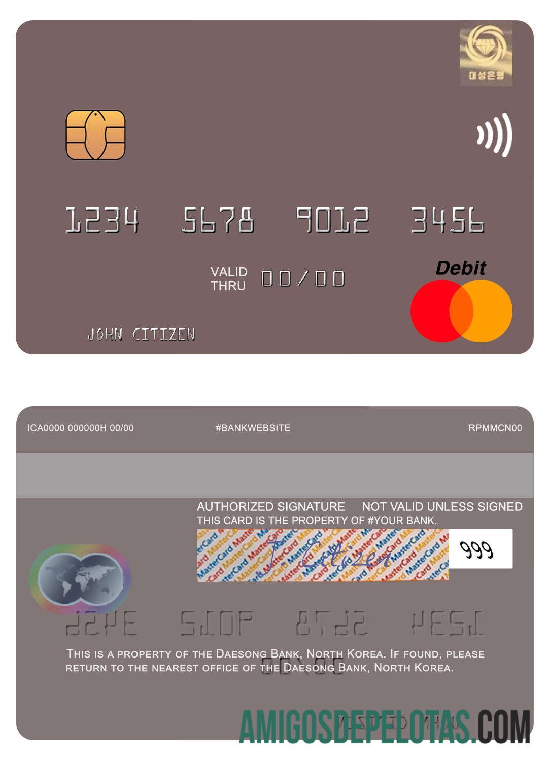 North Korea Daesong Bank Mastercard example
